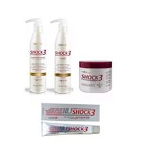 Kit Shock3 500ml + Blindagem Rege. 500gr+Pomada - Nutra Hair Kit Shock3 500ml + Blindagem Rege. 500gr+Pomada - Nutra Hair