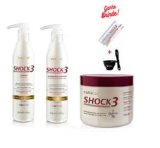 Kit Shock3 Óleo De Argan Shampoo + Regenerador E Máscara - nutra hair