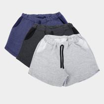 Kit short básico feminino com 3 peças