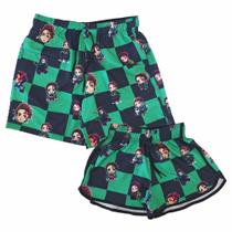 Kit Short Casal Elastano Combinando Demon Slayer Kimetsu no Yaiba Moda Praia