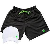 Kit Short Moda Praia Opice Tactel Liso Masculino + Boné