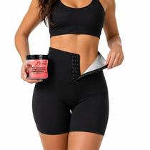 Kit Short Sauna Modelador Creme Aquecimento para Massagem Corporal, Confortável e Ajustável, Ideal para Treinos Leves e Massagens