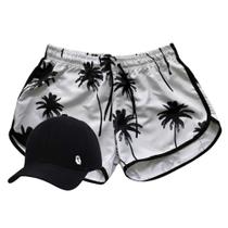 Kit Short Tactel Moda Praia Feminino e Boné Aba Curva