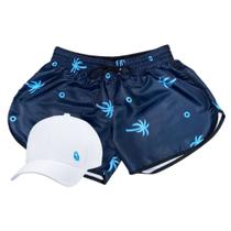 Kit Short Tactel Moda Praia Feminino e Boné Aba Curva