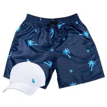 Kit Short Tactel Moda Praia Masculino e Boné Aba Curva