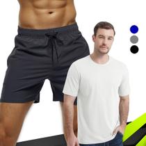 Kit Short Tactel TRAINING Bermuda + Camiseta MASCULINA ALGODÃO Corrida Fitness Academia 302 Kit Short Tactel TRAINING Bermuda + Camiseta MASCULINA ALGODÃO Corrida Fitness Academia 302