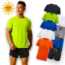 Kit Shorts Bermuda + Camiseta Corrida Fitness Academia PROTEÇÃO UV SOLAR 509