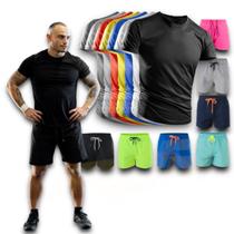 Kit Shorts Bermuda + Camiseta Corrida Fitness MASCULINA ALGODÃO 302