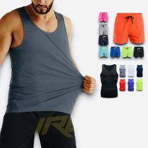 Kit Shorts Bermuda + Camiseta Regata Fitness MASCULINA ALGODÃO 298
