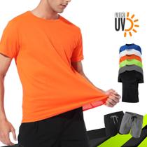 Kit Shorts Bermuda Tactel TRAINING + Camiseta Academia Fitness MASCULINO PROTEÇÃO UV SOLAR MC 706