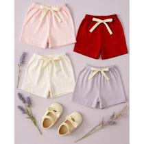 Kit Shorts Infantil 4 Peças Algodão Premium Respirável e Anti-alérgico Kit Shorts Infantil 4 Peças Algodão Premium Respirável e Anti-alérgico
