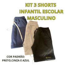 Kit shorts infantil escolar masculino verão