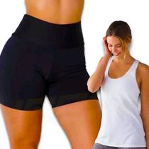 Kit Shorts Legging + Regata Fitness Academia Bermuda Cós alto 173 Kit Shorts Legging + Regata Fitness Academia Bermuda Cós alto 173