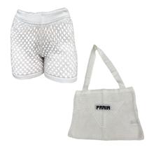 Kit Shorts/Saia com Bolsa Feminina Saiada de Praia Tricot Moda Verão