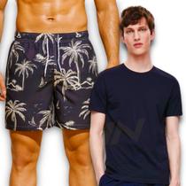 Kit Shorts Tactel + Camiseta Masculina Algodão Bermuda COQUEIRO 1 394