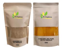 Kit: Shot Matinal Cúrcuma Em Pó 100G Mais Gengibre Em Pó 100