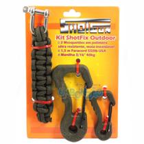Kit Shotfix Outdoor Shotgun - Mosquetão Polímero / Paracord 550 / Manilha - Verde Musgo