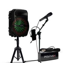 Kit Show Polyvox Caixa de som 10" + Tripés + Mic com Fio