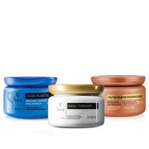 Kit Siàge Cronograma Capilar: Nutri Óleos Poderosos 250g + Cica Therapy 250g + Hair-Plastia 250g