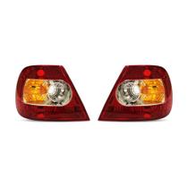 Kit Siena Fire Par Farol Dianteiro Máscara Cromada + Par Lanterna Traseira Bicolor 2011 A 2013