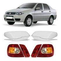Kit Siena G3 Par Lente Farol + Par Lanterna Traseira Bicolor + Par Aplique Lanterna Tampa Traseira 2004 A 2010