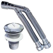 Kit Sifão Duplo Metalizado 80Cm + Válvula V9