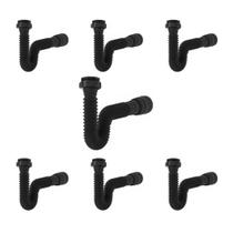 Kit Sifão Extensível Sanfonado Flexível com 7 unidades PVC Preto Até 70cm Cozinha Pia Banheiro Tanque Universal