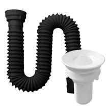 Kit Sifão Preto 72Cm + Válvula V8