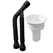 Kit Sifão Preto Duplo 80Cm + Válvula V2