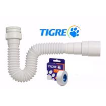 Kit Sifão Sanfonado Ajustavel Multiiuso + Veda Rosca 10m Tigre