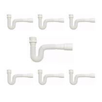 Kit Sifão Sanfonado Extensível com 7 unidades PVC Branco Até 70cm Cozinha Pia Banheiro Tanque Universal Kit Sifão Sanfonado Extensível com 7 unidades PVC Branco Até 70cm Cozinha Pia Banheiro Tanque Universal