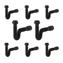 Kit Sifão Sanfonado Flexível Extensível com 8 unidades PVC Preto Até 70cm Cozinha Pia Banheiro Tanque Universal