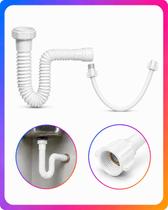 Kit Sifão Sanfonado Universal Compacto + Engate Flexível 50cm Branco Astra