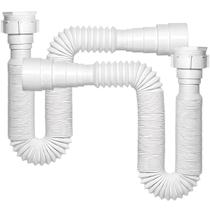 Kit Sifão Tigre Ajustável Multiuso Pia Lavatórios Tanque Extensível Branco Sanfonado Universal