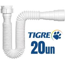 Kit Sifão Tigre Ajustável Multiuso Pia Lavatórios Tanque Extensível Branco Sanfonado Universal