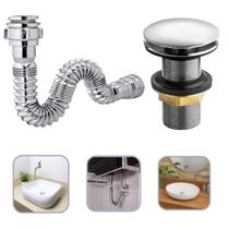 Kit Sifão Universal Cromado com Válvula Click Up Lavatório Cuba Kit Sifão Universal Cromado com Válvula Click Up Lavatório Cuba