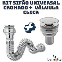 Kit Sifão Universal Extensivo Cromado + Válvula Lavatório Click Up Cr - Luconi
