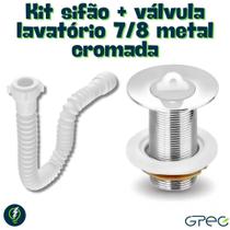 Kit Sifão Universal Extensivo + Válvula Lavatório Metal Cromada 7/8