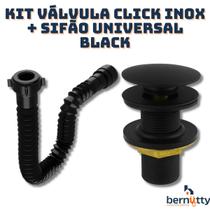 Kit Sifão Universal Preto + Válvula Click-up Lavatório Inox - Bernutty