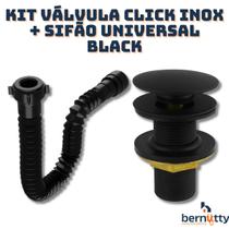 Kit Sifão Universal Preto + Válvula Click-up Lavatório Inox