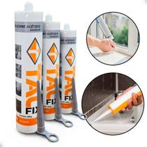 Kit Silicone Acético Talfix Incolor Uso Geral Tubo 300g 3und
