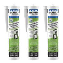 Kit Silicone Acético TekBond Transparente Vedação Construção 270ml/256g Kit Silicone Acético TekBond Transparente Vedação Construção 270ml/256g
