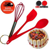Kit Silicone Maciço Jogo Colher Arroz Espátula Raspadora Pão Duro Batedor Claras Cozinha Kit Silicone Maciço Jogo Colher Arroz Espátula Raspadora Pão Duro Batedor Claras Cozinha