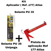 Kit silicone pu35 constr cinza 280ml + aplicador atlas lata at177