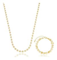 Kit Simone - Colar + Pulseira De Chapinhas Redondas banhado em ouro 18k