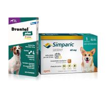 Kit Simparic Cães 10,1 a 20kg 1 Comprimido + Vermífugo Drontal Cães até 10kg 4 Comprimidos