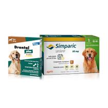 Kit Simparic Cães 20,1 a 40kg 1 Comprimido + Vermífugo Drontal Cães até 35kg 2 Comprimidos