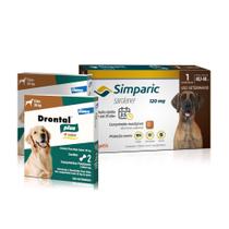 Kit Simparic Cães 40,1 a 60kg 1 Comprimido + 2 Vermífugo Drontal Cães até 35kg 2 Comprimidos