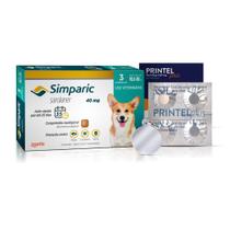 Kit Simparic Cães de 10,1 a 20kg 3 Comprimidos + Vermífugo Printel Plus e Medalha de identificação