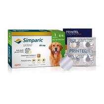 Kit Simparic Cães de 20,1 a 40kg 1 Comprimido + Vermífugo Printel Plus e Medalha de identificação (PRINTEL PLUS CARTELA)